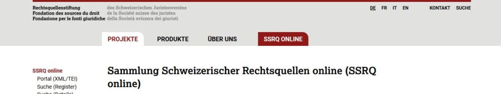 Sammlung Schweizerischer Rechtsquellen online